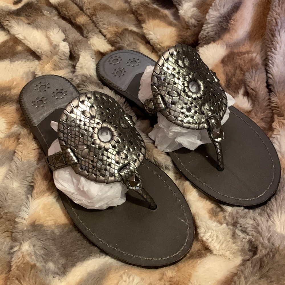 JACK ROGERS Leather Georgia Python Sandals — 7 - Picture 2 of 11